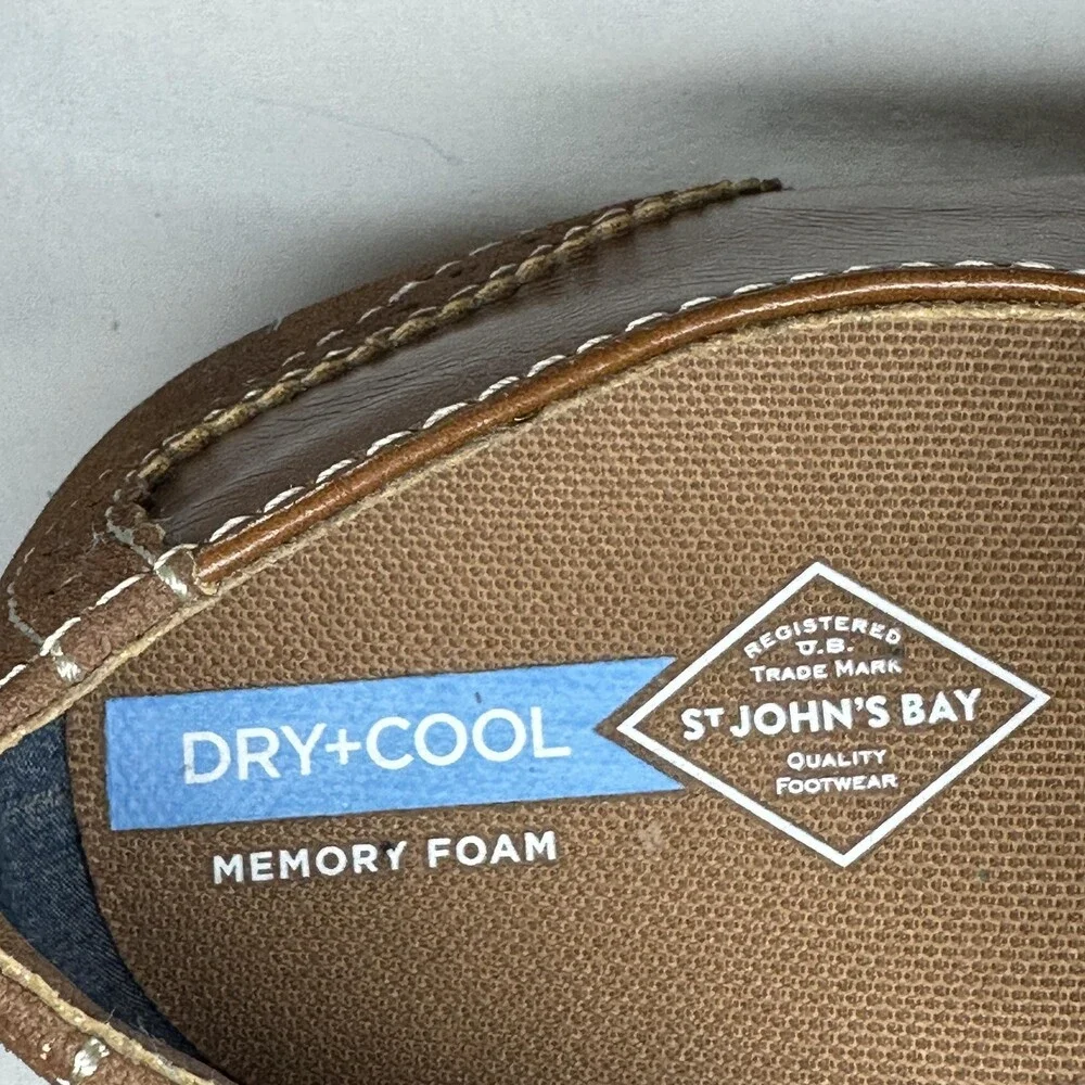 St John's Bay Shoes Mens Size 10.5 Brown Oxford Slater Memory Foam Dry+Cool
